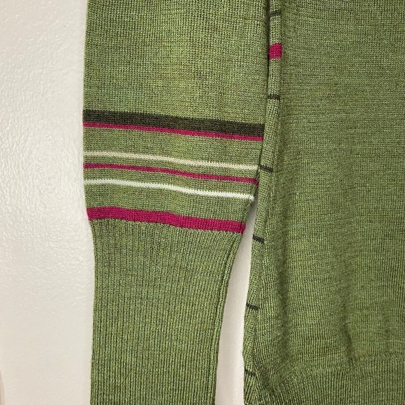 Smartwool woman's size large L graphic striped merino wool green sweater - Picture 6 of 16